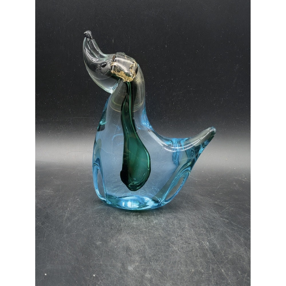 Murano Jordan Imports Blue Green Sommerso Glass Dachshund Dog Figurine As Is